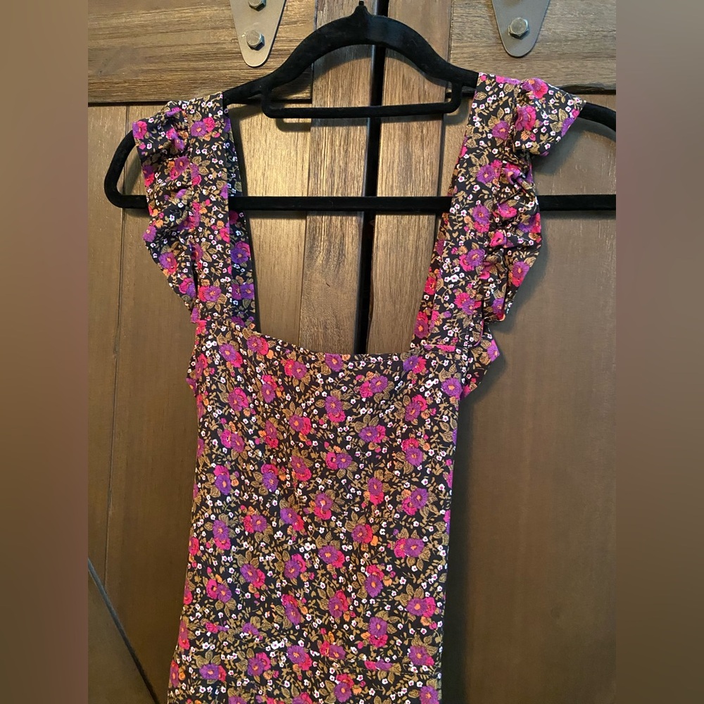 Sezane Pink Floral Ruffle-Strap Jumpsuit - Picture 9 of 12